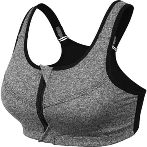 Women Seamless Sport Bra Zipper Front Running Yoga Sports Bra Push Up Shockproof Wirefree Crop Top Fitness Vest Top 5XL