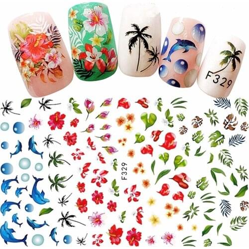 1 sheet beauty adhesive nail art decorations stickers thin acrylic manicure decals nails accessoires gear flower design