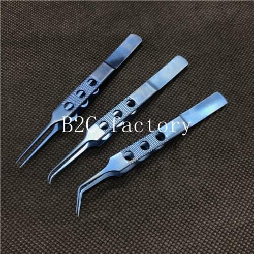 1pcs Micros Titanium Alloy 11CM Dovetailed Straight/bend Head Tweezers Platforms