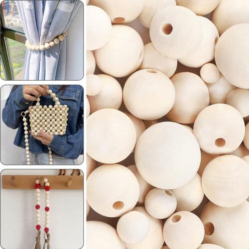10-200pcs Wood Bead Large Hole Eco-Friendly Natural Loose DIY Wooden Spacer Beads Macrame Jewelry Making Charms Crafts 6-25mm