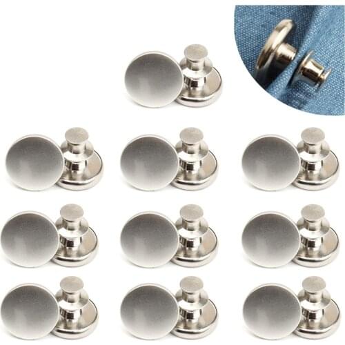 10Pcs Alloy Detachable Jeans Clip Snap Button Metal Instant Buttons No Sewing Needed Replacement for Pants Skirt DIY Accessories