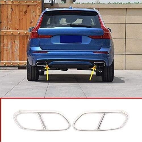 2Pcs Stainless Steel Pipe Throat Exhaust Muffler Outputs Tail Frame Cover Trim Accessories For Volvo XC60 2018 2019