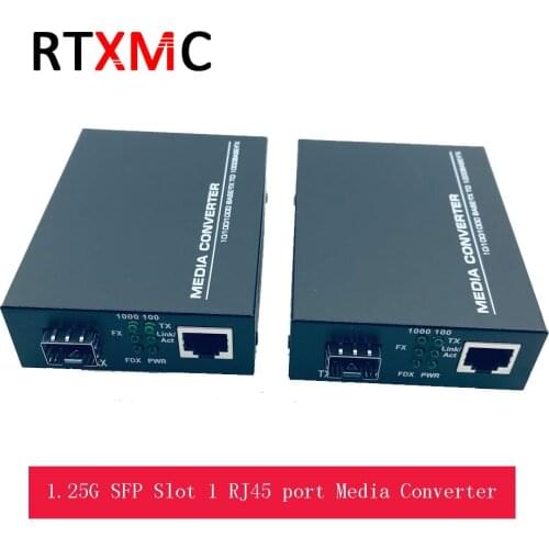 2 piece SFP Slot Fiber Media Converter to RJ45 Gigabit Media Converter SFP 10/100/1000M Ethernet Converter Transceiver 1.25G MC