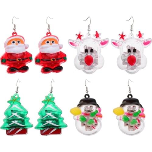 4 Pairs of Christmas Party Earrings LED Light Up Lady Night Party Earrings