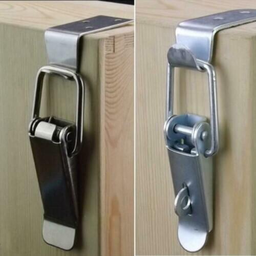 4PCS 90° Stainless Steel Spring Locking Latch Hasps Suitcase Chest Toggle Catch Clasp Box Hinges Furniture Hardware Accessories