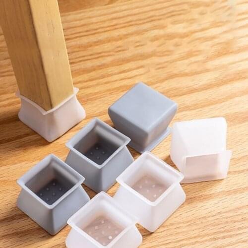 4pcs Chair Table Foot Pad Mat Cover Protector 3.7x3.7cm Furniture Floor Protection Mute Non Slip Universal Silicone Home Bar Use