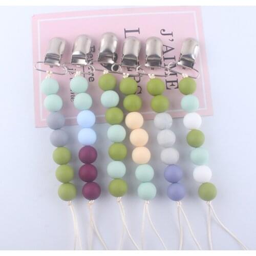 Baby New Silicone Molar Teether Toy Pacifier Anti-Lost Chain Pacifier Clips Baby Pacifier Chain Silicone Beads Holder Clip