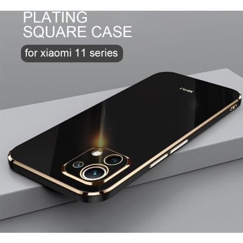 Plating Square Gold Frame Phone Case On For Xiaomi Mi 11 Lite 5g Xiaomi11 4g 11lite 11i Mi11 I Luxury Soft Silicone Back Cover