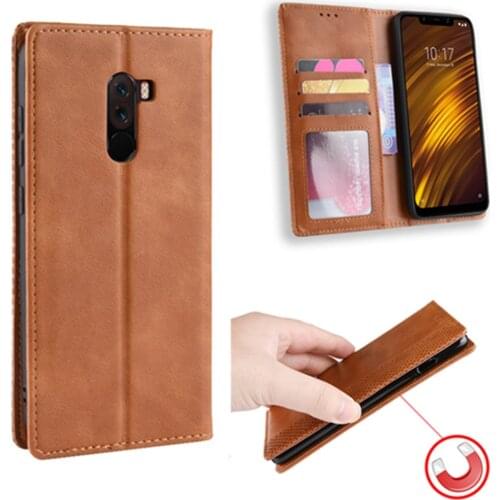 For Xiaomi Pocophone F1 Case 6.18 inch Luxury PU Leather Wallet Magnetic Adsorption Case For Xiaomi Poco F1 Mobile Phone Bags