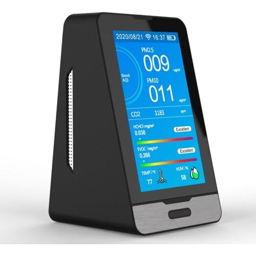 DM73B TUYA WIFI CO2 HCHO TOVC Gas Detector PM2.5 PM1.0 PM10 Temperature Humidity Formaldehyde Meter 4.3inch Air Quality Monitor
