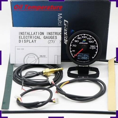 Racing Gauge GReddi Multi D/A LCD Digital Display Oil Temperature Gauge Car Gauge 2.5 Inch 62mm 7 Color in 1