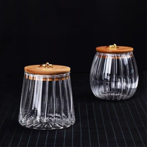 Crystal Glass Storage Food Storage Bottles Glass Jar Sealed Cans With Cover Glass Tea Cans Flower Tea Storage Jar Seasoning Box