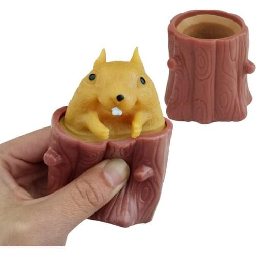 Evil Squirrel Cup Trickery Vent Funny Squeeze Toys Stump Kneading Ball Release Pressure Antistress Toys