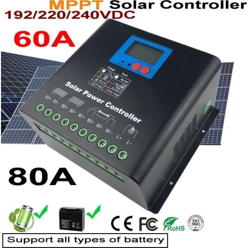 MPPT LCD Display 60A 192V/220V/240V Solar Charge Controller PV Home all type Battery Charger Solar Cell Panel Charger Regulator