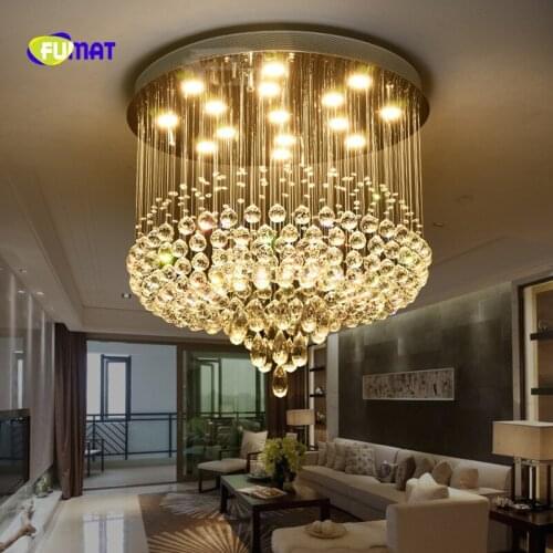 FUMAT Round K9 Crystal Stainess Steel LED Ceiling Lamp Luxury Creative Crystal Balls For Dining Room Foyer Kitchen Duplex House