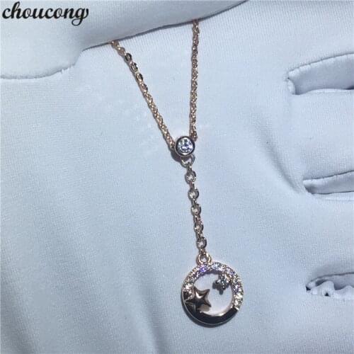 Choucong Simple Career Pendants 5A Zircon Cz Real 925 Sterling silver Wedding Pendant with Necklace for women bridal Gift