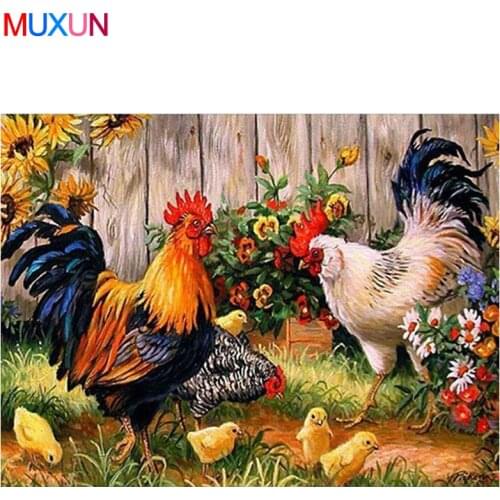 Full Square / Round Diamond Painting Rooster Rooster Hen Embroidery Cross Stitch Diamond Mosaic Rhinestone Home Decoration Ep080