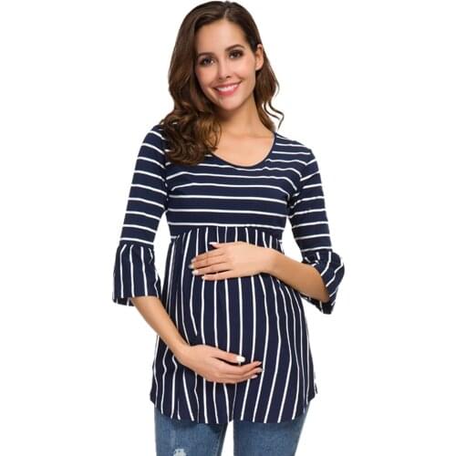 Summer casual Tunic Tops Women Tee Shirt Maternity Clothes Ruffles Plus Size Tees T-shirt Pregnancy Loose Womens Clothing 2021