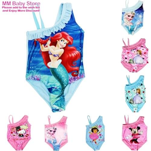 Summer Childrens Little Girls Swimwear Toddler Minnie Bikini Elsa Princess Swimsuit One Piece Kid Bathing Suit