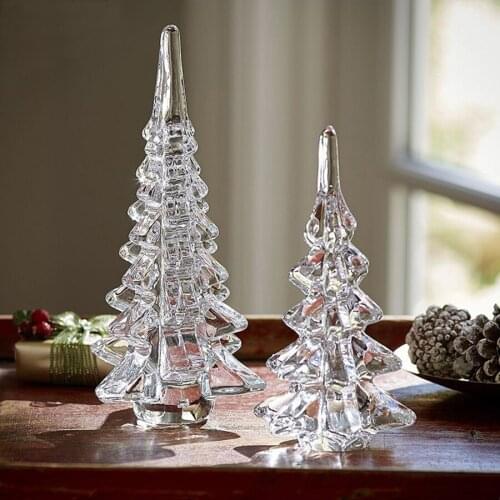 Mini Christmas Tree Desktop Transparent Glass Christmas Tree Ornaments Holiday Gifts Home Decor Xmas Tree Kawaii Accessories