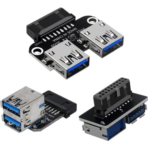 Computer Mainboard Panel Header USB 3.0 19 20 Pin Female to Dual USB 3.0 A Female Motherboard Adapter Converter