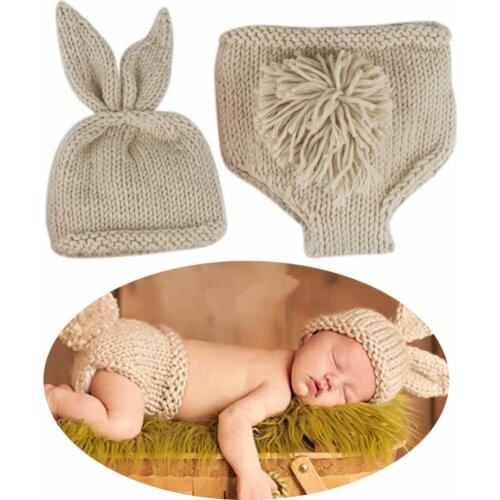 Cute Newborn Baby Boy Girl Crochet Knit Costume Photo Photography Prop Outfits Ribbit set