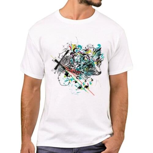 TEEHUB Hot Sales Fashion Retro Fox Men T-Shirt Art Painted Fox Printed T Shirts Short Sleeve Tshirts Boy Harajuku Tee