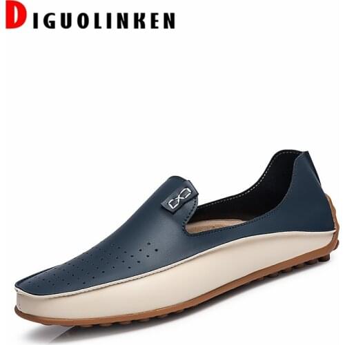 2021 Men Shoes Light Breathable Shoes Leather Men Loafers Slip-on Driving Casual Shoes Boat Sneakers Italian Moccasins Big Size