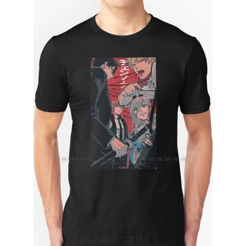 Chainsaw Man T Shirt 100% Pure Cotton Anime Denji Demon Devil Pochita Makima Chainsawman Chain Saw Blood Himeno Horror Reze