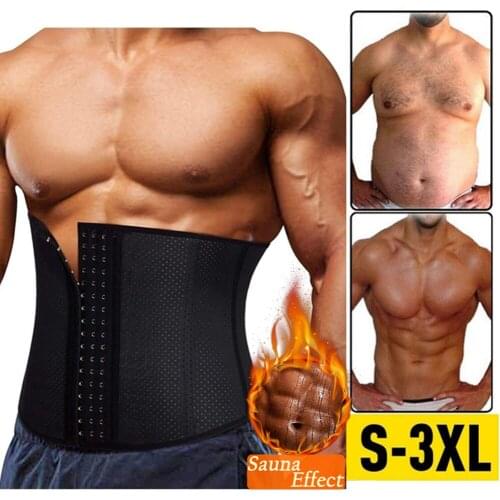Men Waist Trainer Corset Slimming Belt Workout for Weight Loss Body Shaper Fitness Fat Burner Trimmer Band Back Support