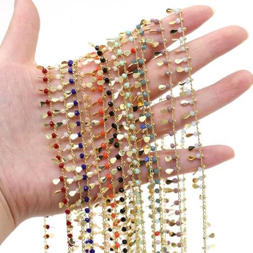 Natural Stone Quartzs Crystal Beads 1 Meter Handmade Copper Chain Size 3x3mm for Jewelry Making Necklace Bracelet Accessories