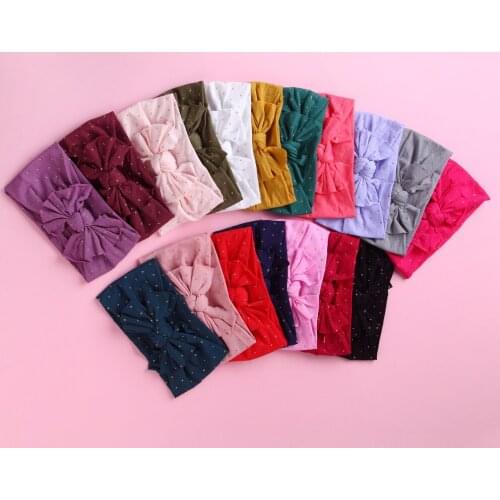 Gold Dot Nylon Headbands Newborn Wide Stretch Headband Fabric Turban For Girls Kids Hairband Headwraps Children Headwear 30pc/lo