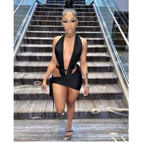 2021 New Leisure Vacation Birthday Outfits For Women Dresses Summer All Black Classic Evening Party And Club Wear Vestidos