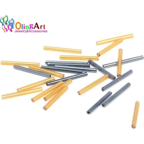 OlingArt Gold and black Color Tube 2.5x25mm 45g/lot Glass Seed Beads DIY Accessory Earrings Bracelet necklace jewelry making