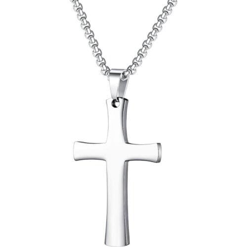 Punk stainless steel minimalist cross pendant necklace for men 2020 vintage jewelry accessories best friend gift collar hombre