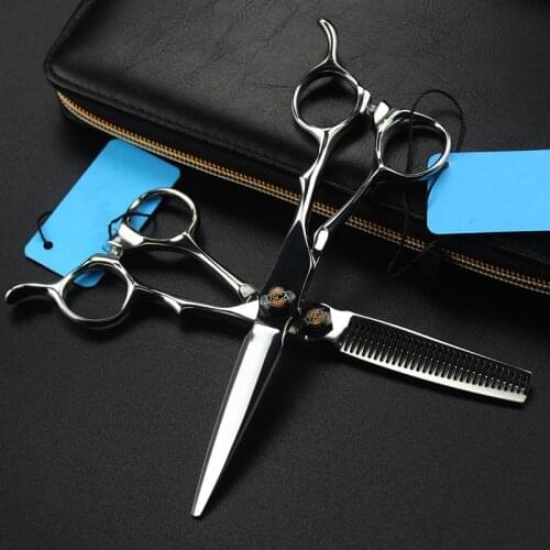 Professional japan 440c 6 inch silver hair scissors cutting barber makas make up haircut thinning shears hairdressing scissors