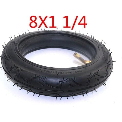 Size 8 Inch 8X1 1/4 Scooter Tire & Inner Tube Set Bent Valve fits A-Folding Bike Electric / Gas Scooter Tyre