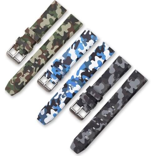 Universal Camouflage Silicone Watch Strap Army Green Jungle Hunting 20mm 22mm 24mm Outdoor Sports Watch Band