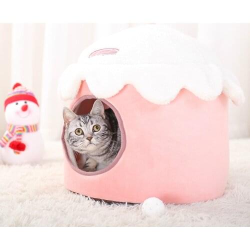 Luxary Cat Pink Bed Cat Cute House Pet Bench for Dogs Puppy Soft Sleeping Comfortable House for Cats Kennel Pet Products