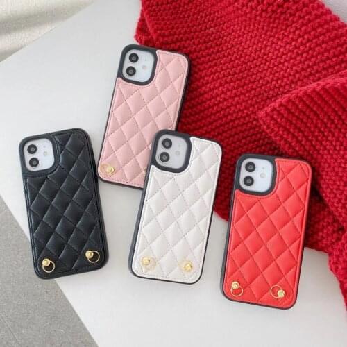 Deluxe for Iphone 12 Promax 11 Mini 7 8plus Case Solid Color Rhombic for IPhone7g 8g X Xsmax Xr Drop Proof Womens Cover