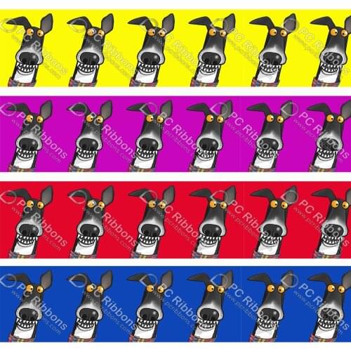2" Christmas Greyhound Ribbon Cartoon Galgos Dog Custom for DIY Crafts Hair Bow Collar Lanyard/Satin /3" Grosgrain Ribbons CA367
