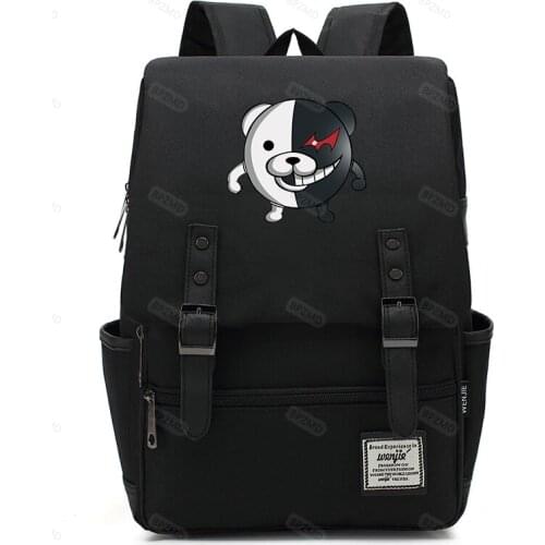 Anime Danganronpa Backpack USB School Bag Bear Pattern Student Teenagers School Book travel Laptop Mochilas Port monokuma