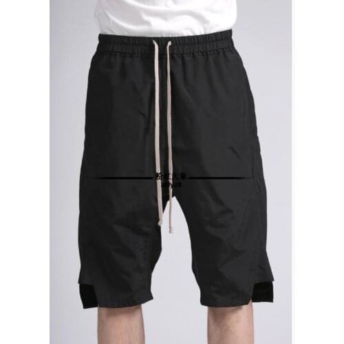 27-46 2020 Mens Summer Fashion Casual Nylon Zipper Shorts Loose Spliced Knee Length Cool Split Low Shorts Tide Singer Costumes