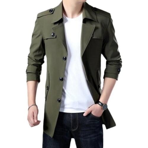 Trench Coat Men Brand Long Jacket Mens Spring Autumn Casual Windbreaker Overcoat Fashion Button Mens Jackets M-6XL