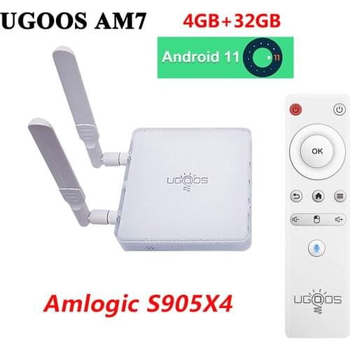 Pre-sale UGOOS AM7 Amlogic S905X4 Android 11 Smart TV BOX DDR4 4GB 32GB Set Top Box 1000M LAN BT5.0 Wifi 6 4K Media Player