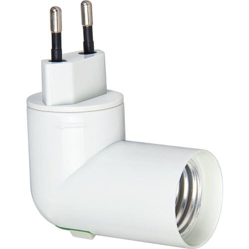 US/EU Plug PBT PP To E27 White Base LED Light Lamp Holder Bulb Adapter Converter Socket