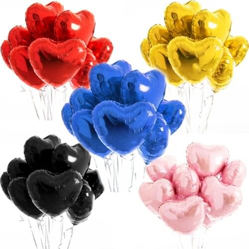 10pcs Pink White Gold 18inch Heart Foil Balloon Baby Shower Wedding Birthday Valentines Party Love Heart Helium Balaos Decor