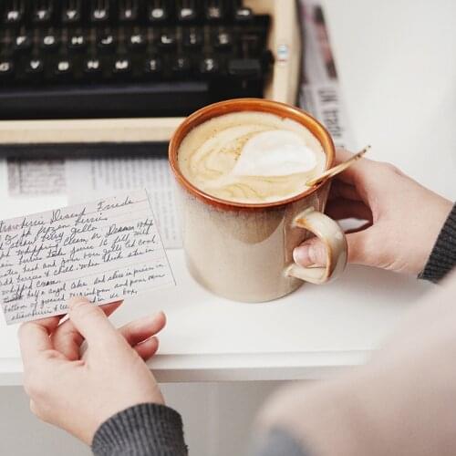 Japanese Retro Kiln Coffee Cup Restaurant Breakfast Cup Creative Ceramic Home Milk Cup Oatmeal Cup Tea Cup Water Cup