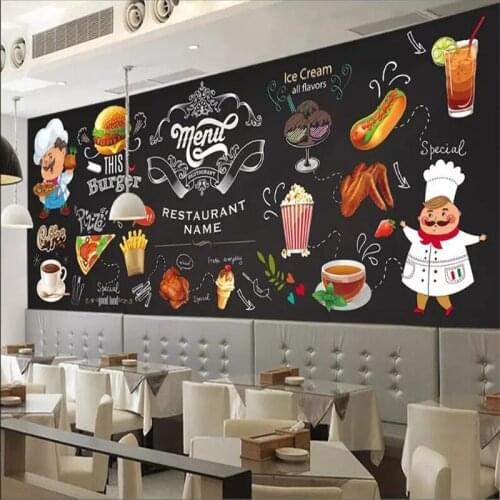 Western restaurant fast food restaurant burger shop background wall custom large indoor wallpaper mural 3D photo wall