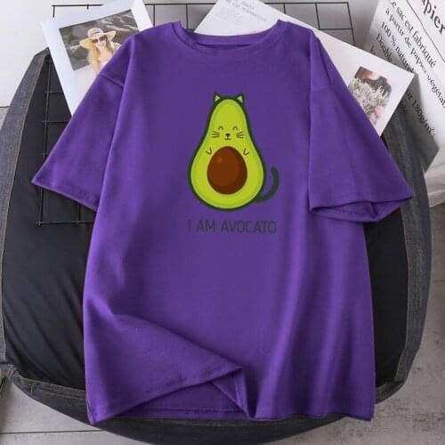 Avocado Print Woman T-shirts Short Sleeve Oversized Lady Clothing Hip Hop Leisure Tops Tees K-pop Short Sleeve Summer Camisetas